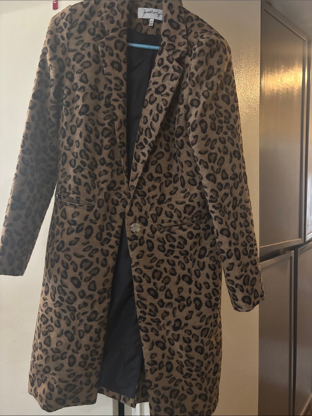 Kendall & Kylie Leopard Print Coat - Brown & Black